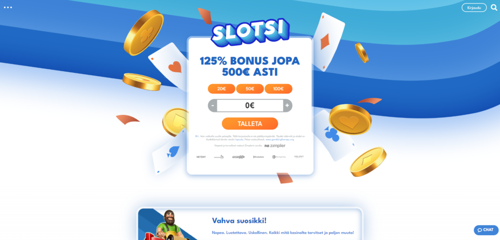 Slotsi-kasinon aulanäkymä ja Zimpler-talletus